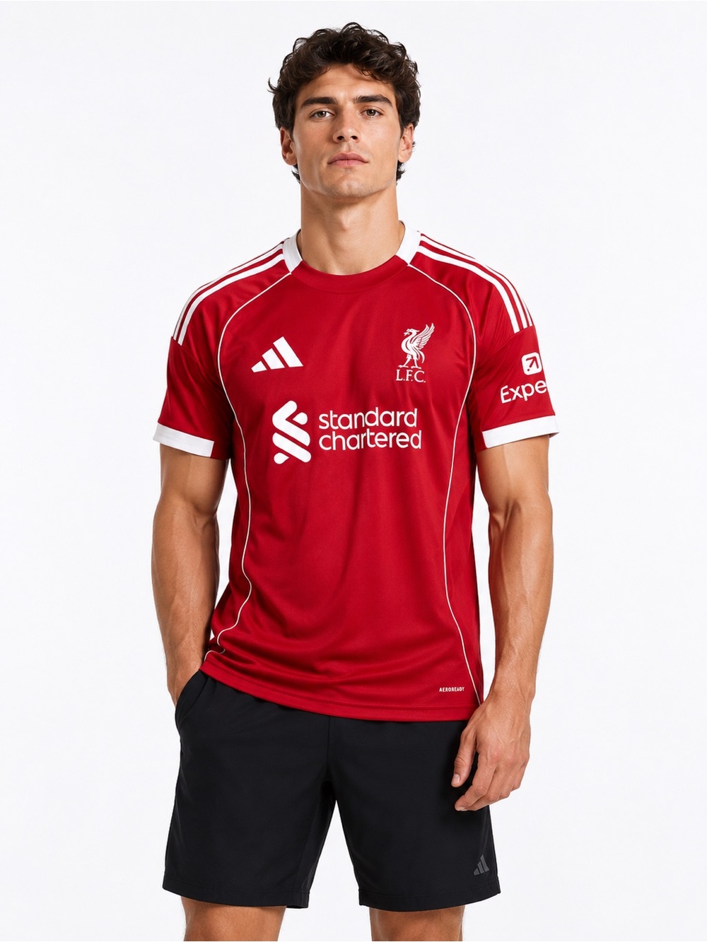 adidas Red Liverpool FC Jersey with White Accents